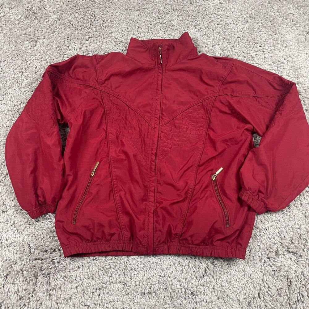 VTG Mureli Active Windbreaker Women's Size Small Red Lightweight Full Zip Jacket
